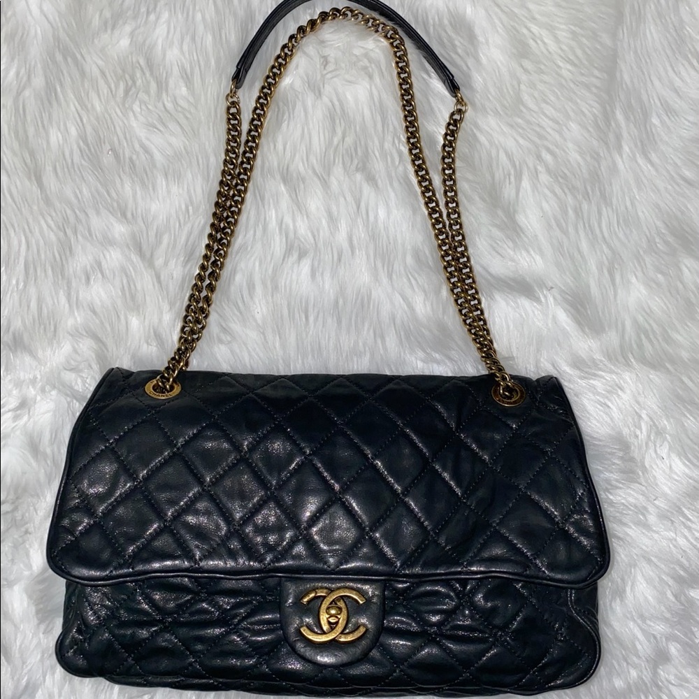 Chanel Black Leather Easy Flap Bag
